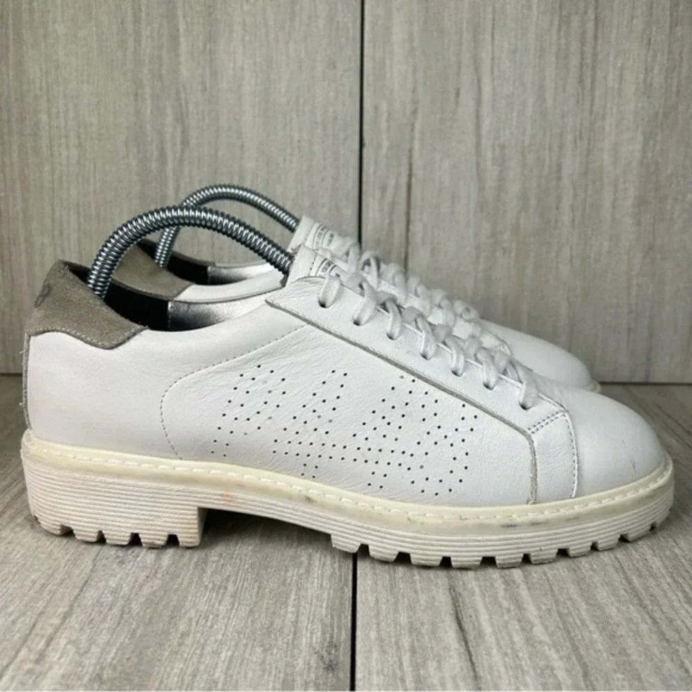 RARE P448 White Leather Chunky Lug Sole Sneaker Boot Shoe Mens Size 8 Women 9.5